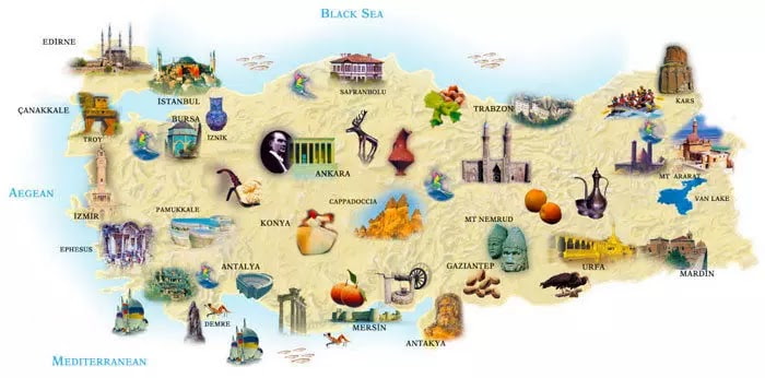 carte turquie touristique